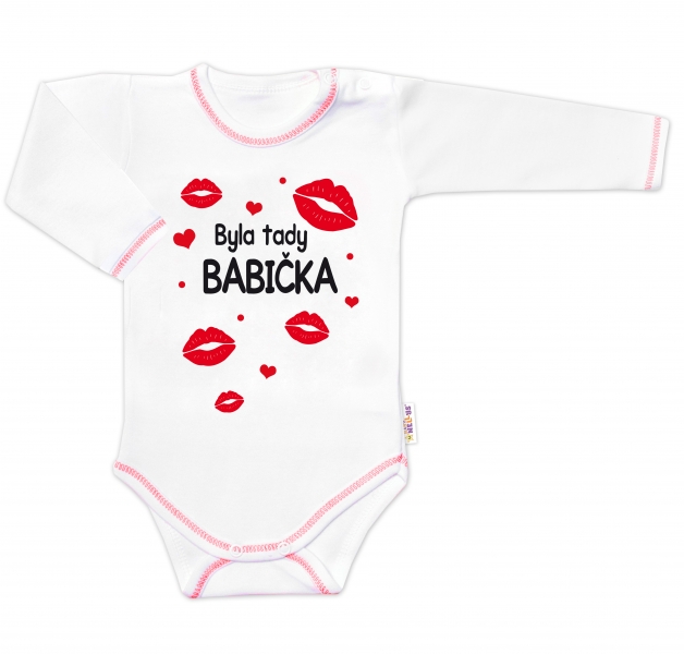 Body dlouhý rukáv s vtipným textem Baby Nellys, Byla tady babička, vel. 80, Velikost: 80 (9-12m)