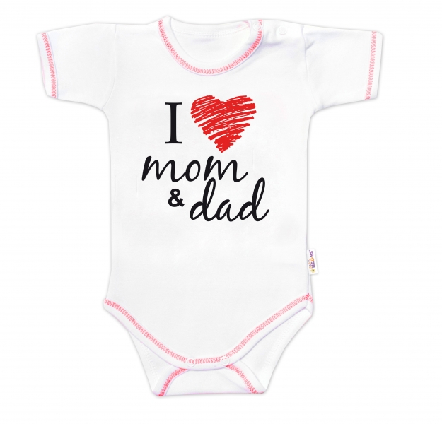Body krátký rukáv Baby Nellys, I love mom & dad, vel. 86, Velikost: 86 (12-18m)