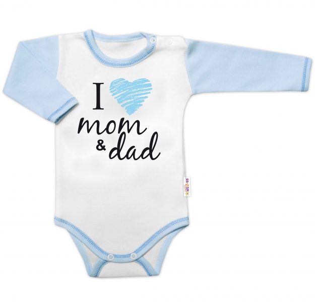 Body dlouhý rukáv Baby Nellys, I love mom & dad, kluk, vel. 74, Velikost: 74 (6-9m)