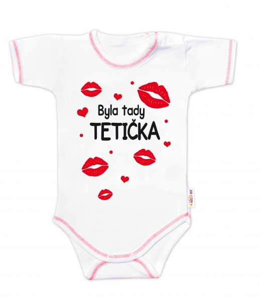 Body krátký rukáv s vtipným textem Baby Nellys, Byla tady tetička, vel. 86, Velikost: 86 (12-18m)