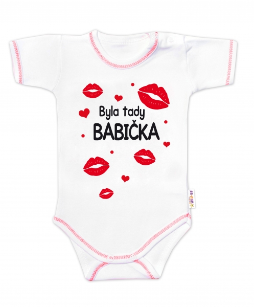 Body krátký rukáv s vtipným textem Baby Nellys, Byla tady babička, vel. 80, Velikost: 80 (9-12m)