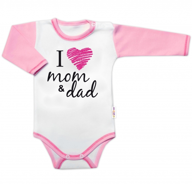 Body dlouhý rukáv Baby Nellys, I love mom & dad, holka, vel. 86