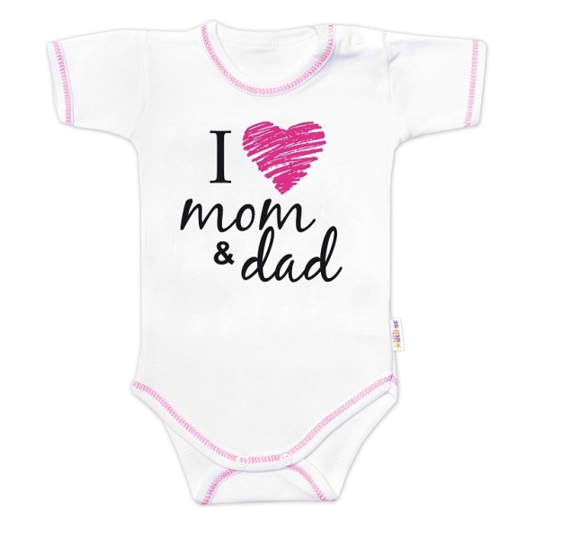 Body krátký rukáv Baby Nellys, I love mom & dad, holka, vel. 80, Velikost: 80 (9-12m)