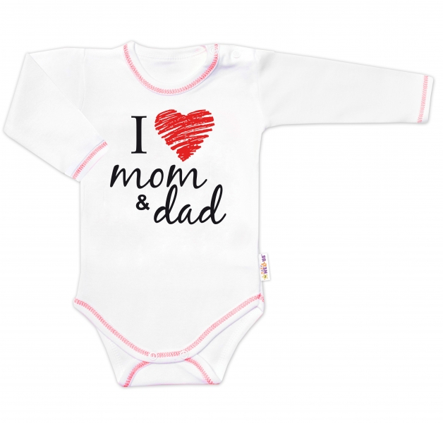 Body dlouhý rukáv Baby Nellys, I love mom & dad, vel. 80, Velikost: 80 (9-12m)