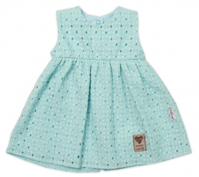 Baby Nellys Lehké Handmade šatičky Madeira, mátové, vel. 80
