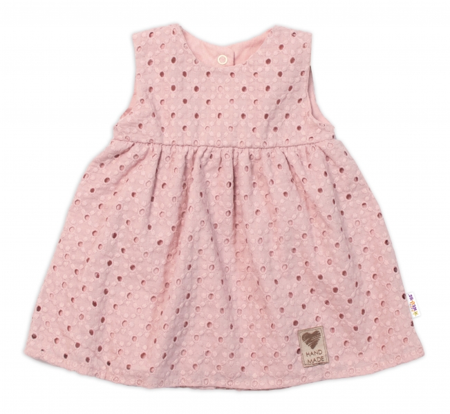 Baby Nellys Lehké Handmade šatičky Madeira, pudrové, vel. 80