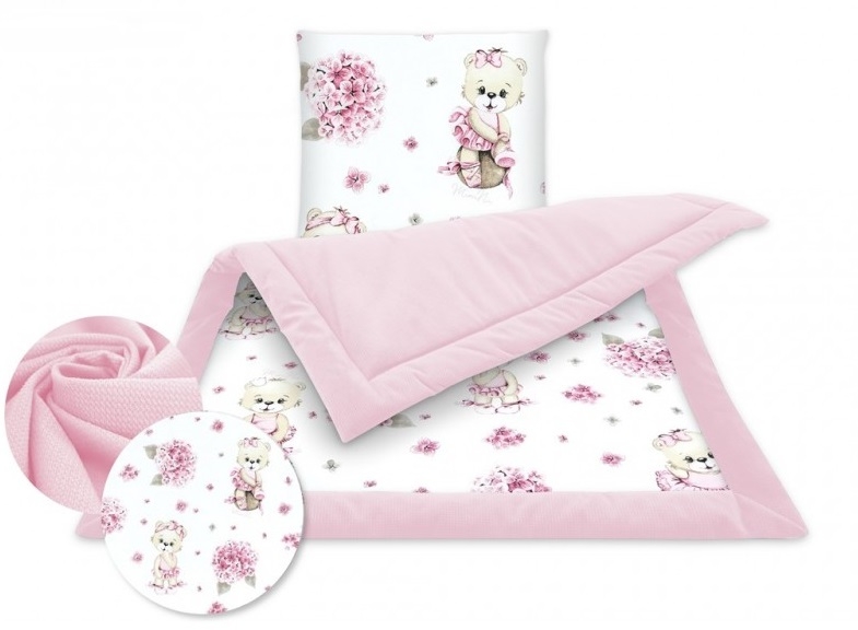 2-dílná sada do kočárku bavlna + Velvet, Míša Baletka, růžová