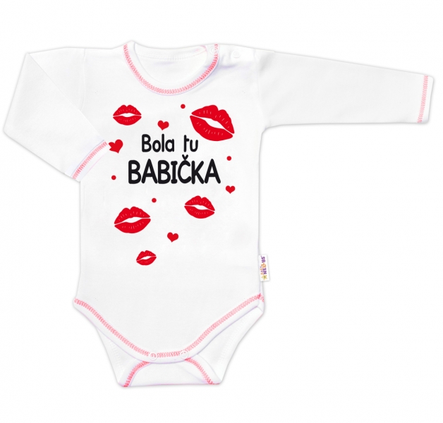 Body dlouhý rukáv s vtipným textem Baby Nellys, Bola tu BABIČKA, Velikost: 56 (1-2m)