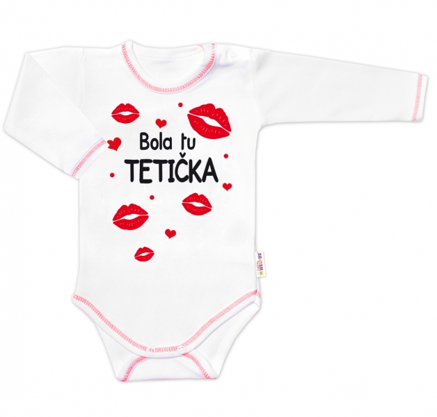Body dlouhý rukáv s vtipným textem Baby Nellys, Bola tu TETIČKA, vel. 68, Velikost: 68 (3-6m)
