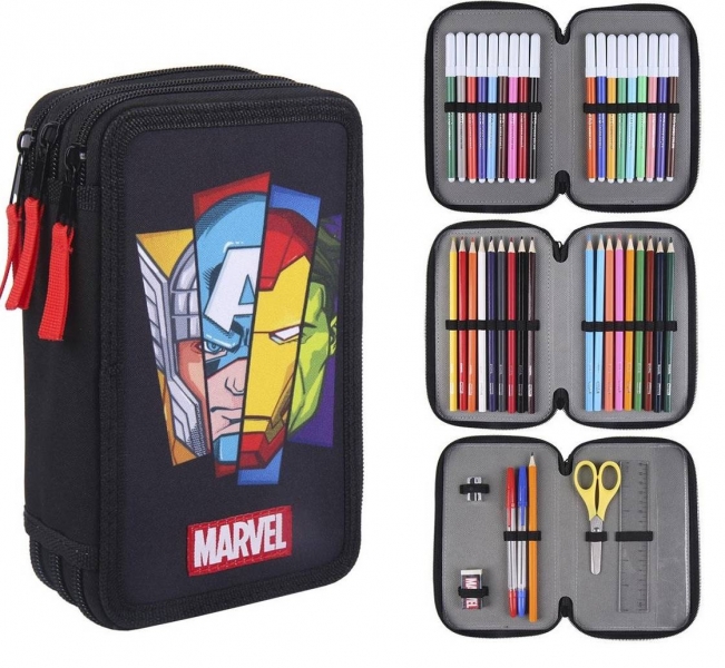 Školní penál třípatrový s náplní Avengers Marvel