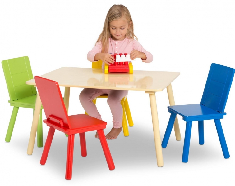Dětský stůl se čtyřmi židlemi Multicolor