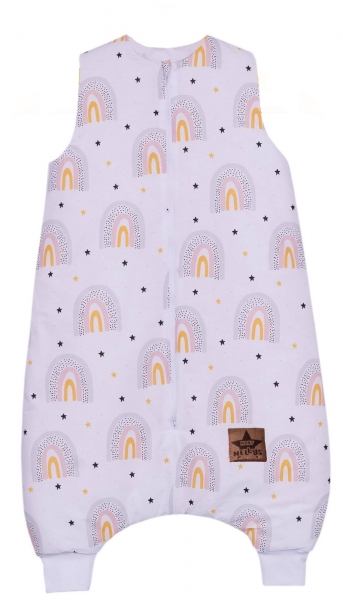 Baby Nellys Spací vak s nohavičkami 88 cm, Rainbow, bílá s potiskem