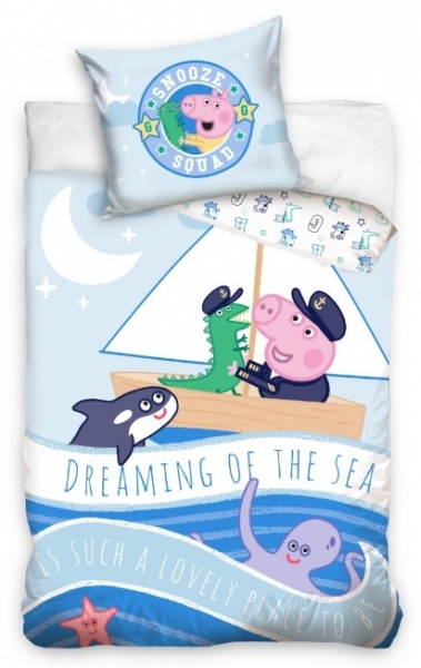 Detexpol Bavlněné dětské povlečení Peppa Pig - Dreaming of the sea, 135x100 cm