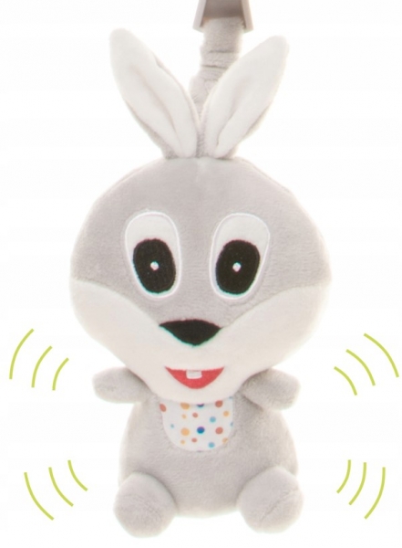 4Baby Závěsná plyšová hračka s pískátkem,  Rabbit, šedá