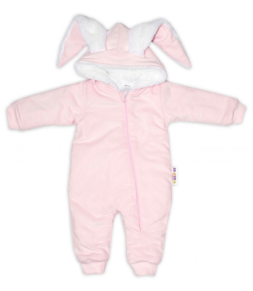 Baby Nellys Manšestrová kombinézka/overálek s kožíškem Cute Bunny - růžová, vel. 68/74, Velikost: 68-74 (6-9m)