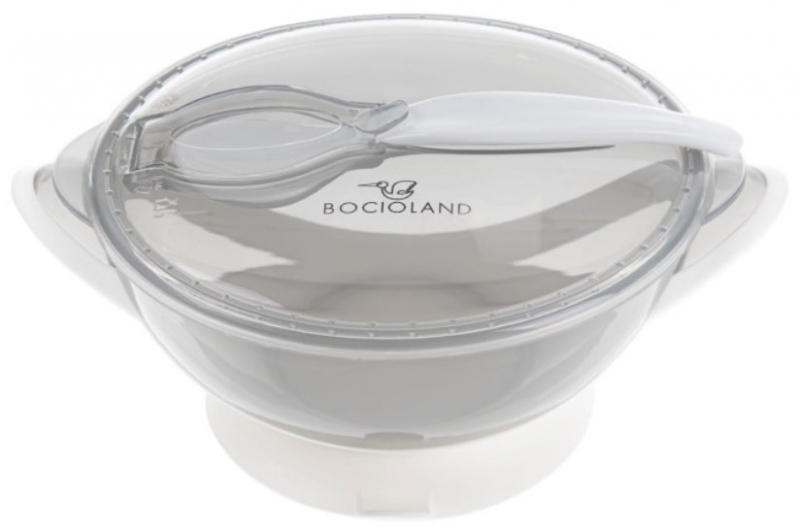 BocioLand Přísavná miska s lžičkou 360 ml, šedá