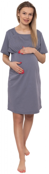 Be MaaMaa Dámská těhotenská/kojící noční košile Luna, šedá, vel. XL, Velikost: XL (42)