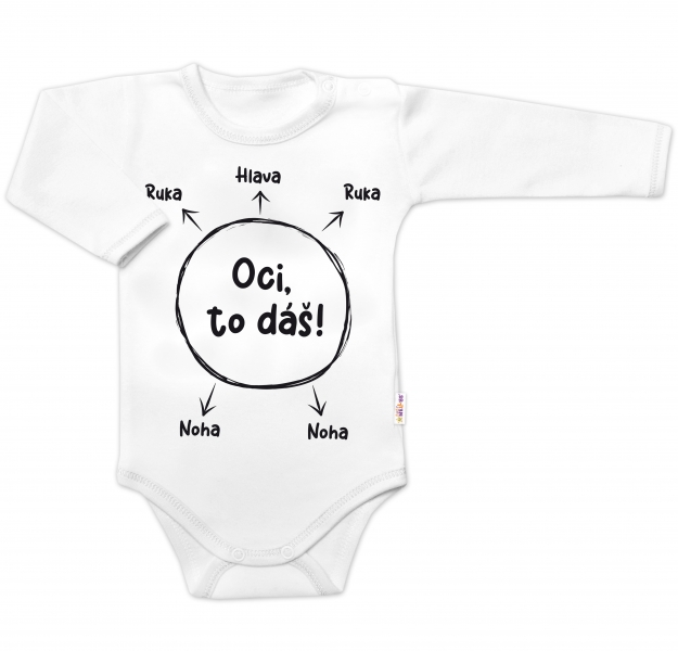 Body dlouhý rukáv s vtipným textem Baby Nellys, Oci, to dáš! - bílé, vel. 62, Velikost: 62 (2-3m)