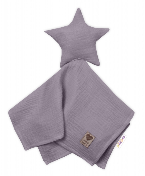 Baby Nellys Mušelínový mazlíček, přítulníček Hvězdička, šedý