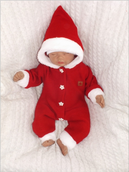 Z&Z Dětský pletený overálek s kapucí Baby Santa, červený, vel. 68