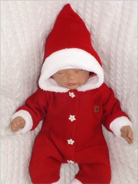 Z&Z Dětský pletený overálek s kapucí Baby Santa, červený, vel. 86