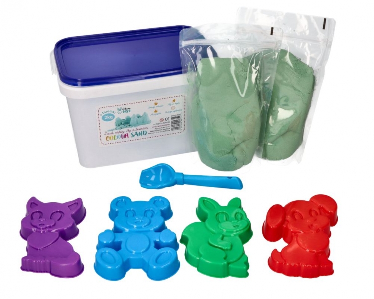 Adam Toys Kinetický písek - mátový - 2kg + formičky zvířátka zdarma