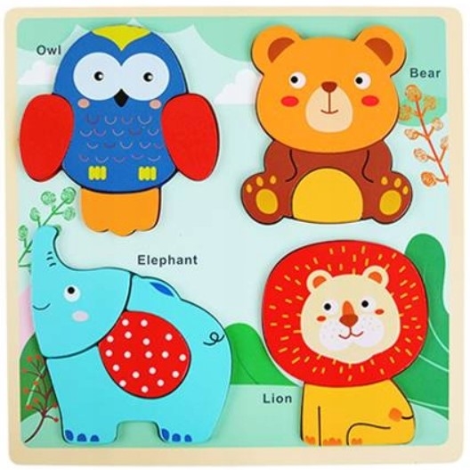Dřevěné vkládací puzzle Tulimi - Zvířátka