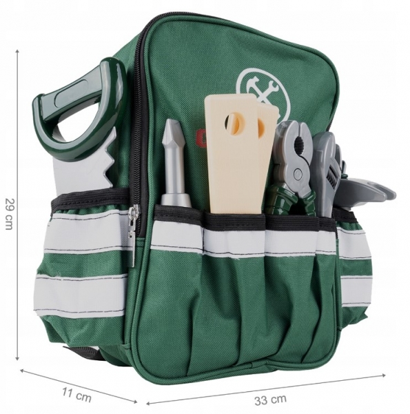 Dětský batoh s nářadím a vrtačkou na baterie, Tulimi Craftsman, zelený