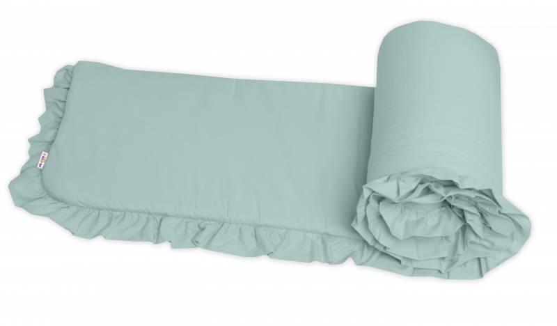 Bavlněný mantinel  do postýlky s volánkem SOFT, 180 cm, Baby Nellys - mint, vavřínová