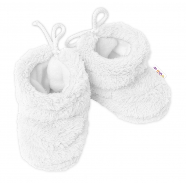 Zimní, chlupáčkové botičky/capačky Baby Nellys - bílé