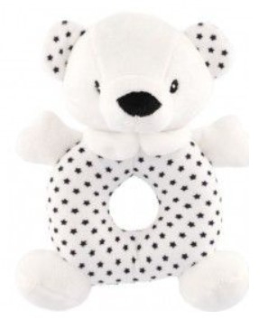 Plyšová hračka Tulilo s chrastítkem Medvídek, 17 cm - bílý s hvězdičkami