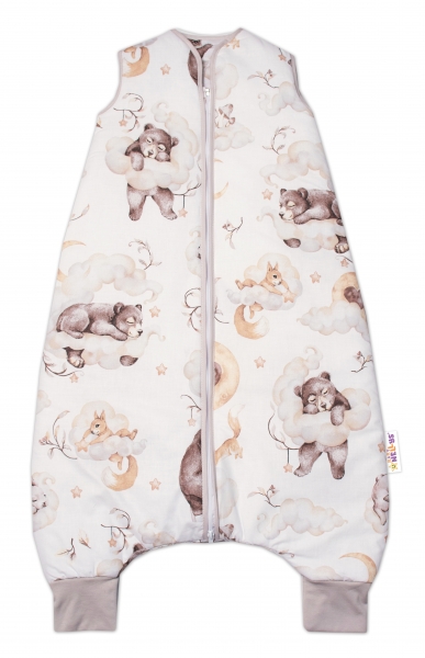 Spací vak s nohavičkami 88 cm Baby Nellys, Zvířátka na mráčku, béžový