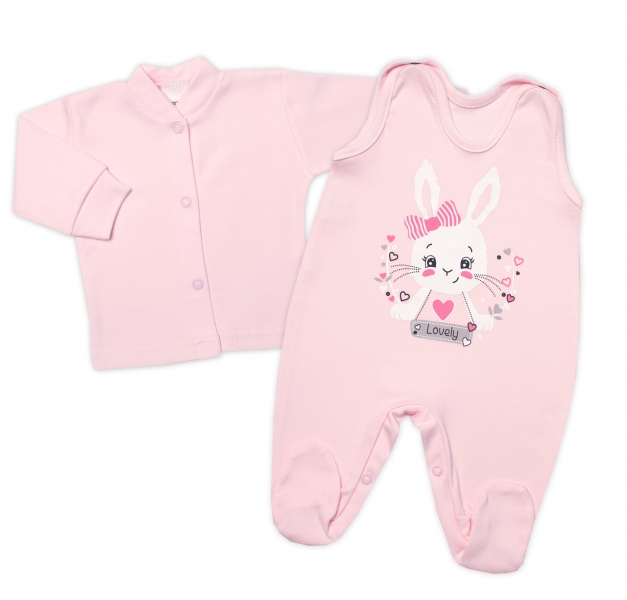 2-dílná soupravička G-baby košilka + dupačky Lovely Baby, světle růžová, Velikost: 56 (1-2m)