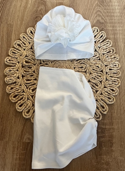 Bavlněná  dětská čepice, turban, Mamatti, Puntík - smetanová, vel. 2 - 3 roky