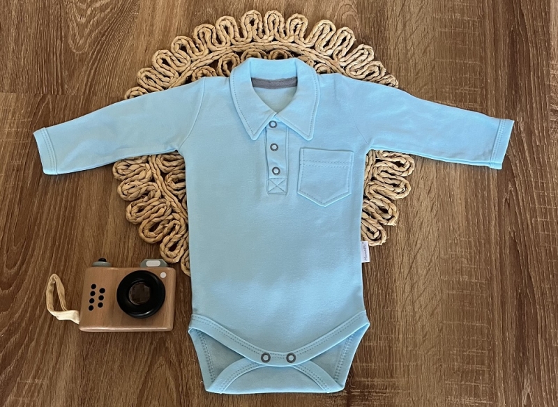 Body polo dl. rukáv bavlna Mamatti, Dino park - modré, vel. 74