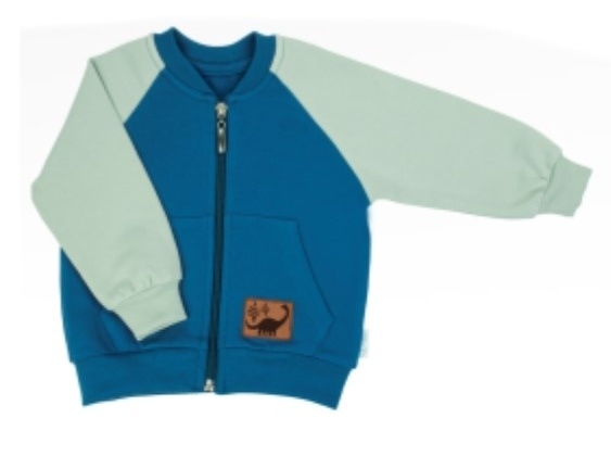 Bavlněná mikina, zapínání na zip, Nicol Ivo, modrá/zelená, vel. 80