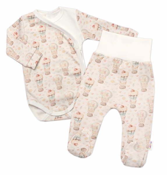 2-dílná sada body zap. bokem + polodupačky, Baby Nellys, Sweet Candy - krémová, Velikost: 56 (1-2m)