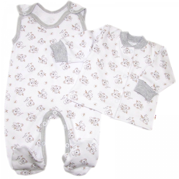 Kojenecké dupačky bavlna s košilkou Koala Basic Baby Nellys, šedý lem
