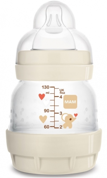 Antikoliková lahvička MAM Perfect Start,  Zvířátka, 130 ml, smetanová