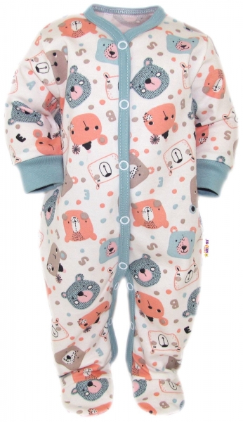 Kojenecký overálek, pyžamo, bavlna, Space Bear, Baby Nellys - pastel mint.vel. 68