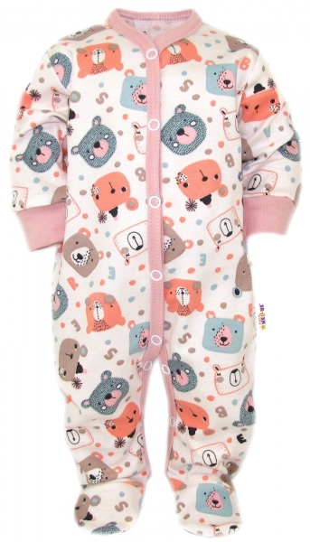 Kojenecký overálek, pyžamo, bavlna, Space Bear, Baby Nellys - pastel pudrová, vel. 68