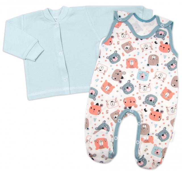 Kojenecké dupačky bavlna s košilkou Space Bear Baby Nellys, mint pastel, vel. 62