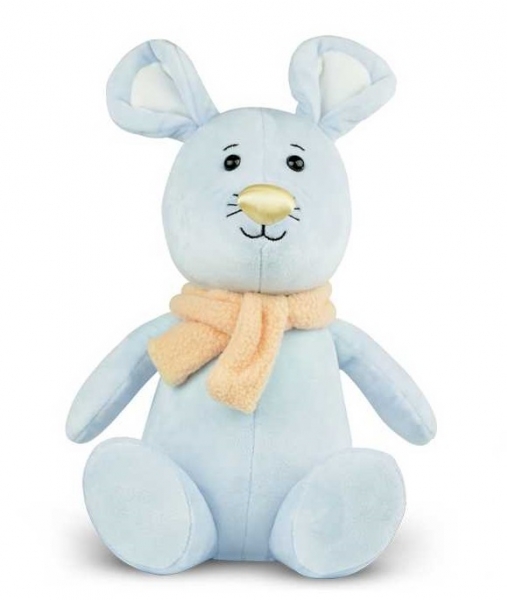 Plyšová myška Plush Scarves Animals, 25 cm, modrá s oranžovým nosíkem