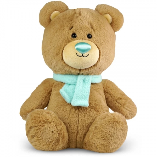 Plyšový medvěd Plush Scarves Animals, 25 cm, béžový se zeleným nosíkem