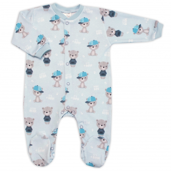 Kojenecký overal zapínání uprostřed, Bavlna, Bear Baby, Mrofi, modrý, vel. 68