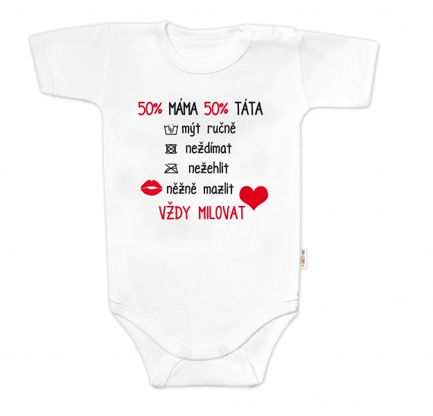 Body krátký rukáv Vždy milovat, Baby Nellys, bílé, vel. 74
