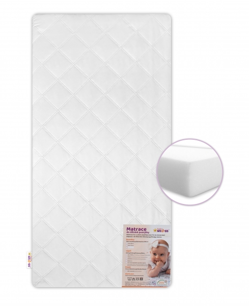Dětská matrace do postýlky Baby Nellys, pěna 120x60x10cm  - bílá