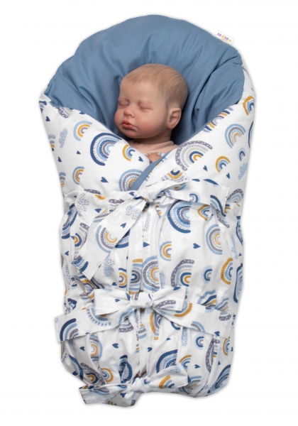Náhradní povlak na péřovou zavinovačku MAXI LALLY Baby Nellys, Duha, 85x85cm, modrý