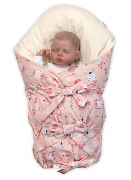 Náhradní povlak na péřovou zavinovačku MAXI LALLY Baby Nellys,Králíčci, 85x85cm, meruňkový