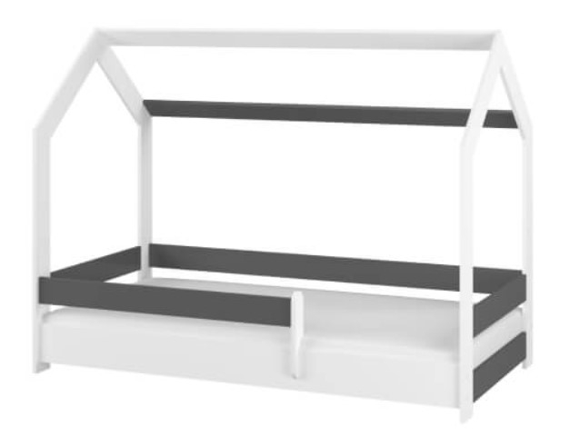 Dětská postel BabyBoo Domeček, 160 x 80 cm  - bílá/antracit
